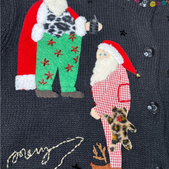 Susan Bristol Festive Black Cardigan with Santa Designs size medium - Picture 7 of 15